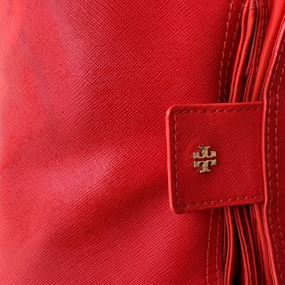 COPY - TORY BURCH ORANGE NYLON SAFFIANO LEATHER PACKABLE TOTE BAG- EUC - Picture 6 of 6